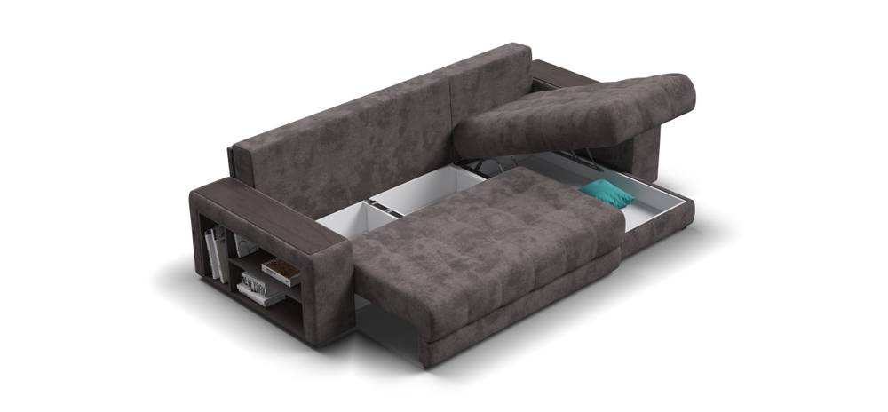 Угловой диван Босс ХЛ Велюр Алькантара серый