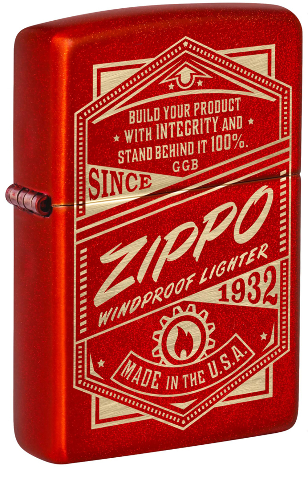 Зажигалка Zippo Classic с покрытием Metallic Red, латунь/сталь, красная, 38x13x57 мм