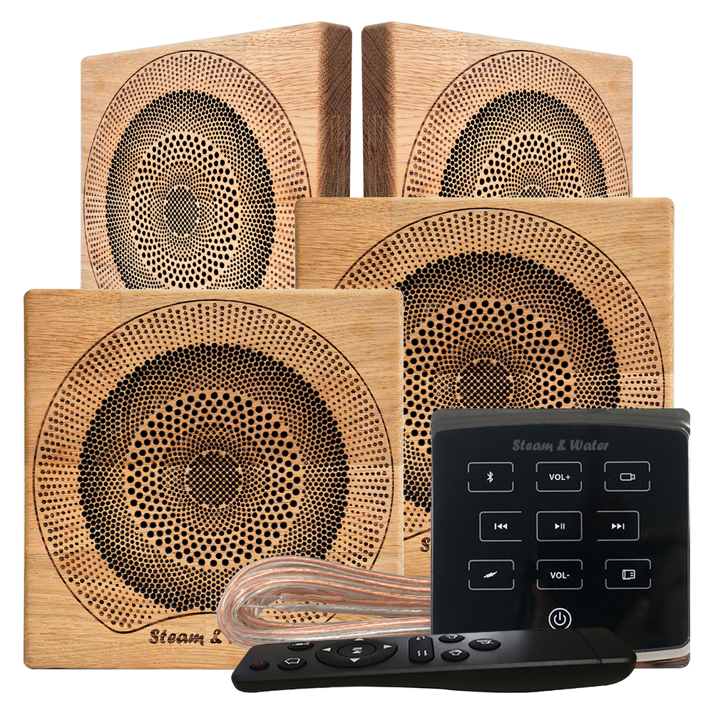 Комплект влагостойкой акустики для бани и сауны - SW4 Black ECO SAUNA (квадратная решетка)