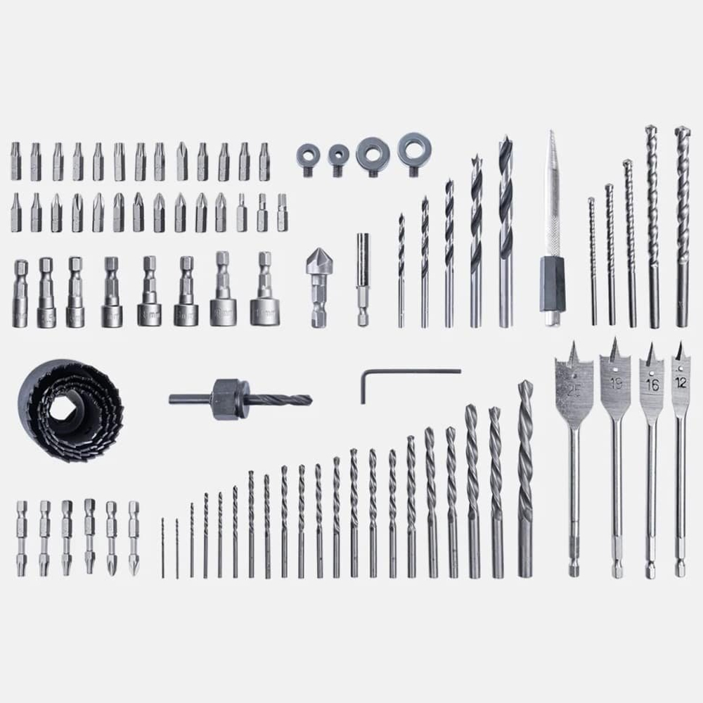 Набор сверл, бит и коронок в кейсе GREENWORKS 2944507, 60 предметов