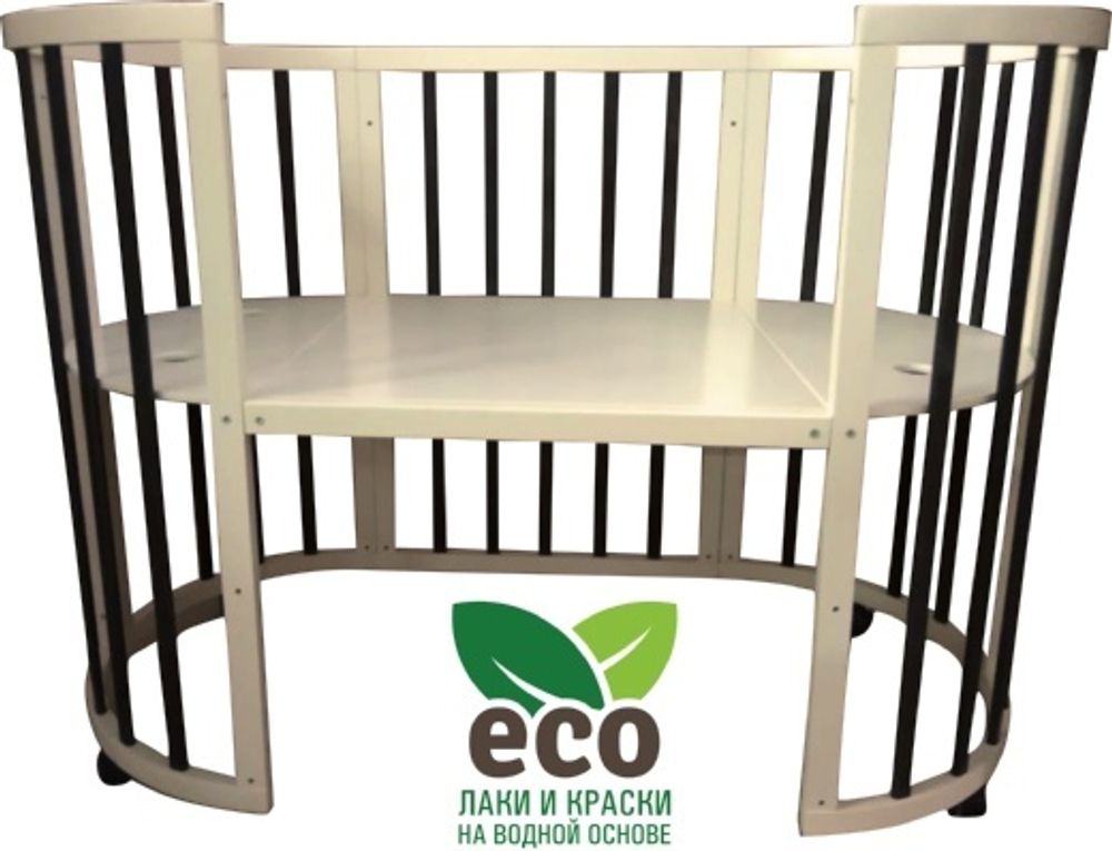 Детская кровать "Соня 02" ОВАЛЬНАЯ 8 в 1 Колесо ВЕНГЕ-СЛОН КОСТЬ (75*125)