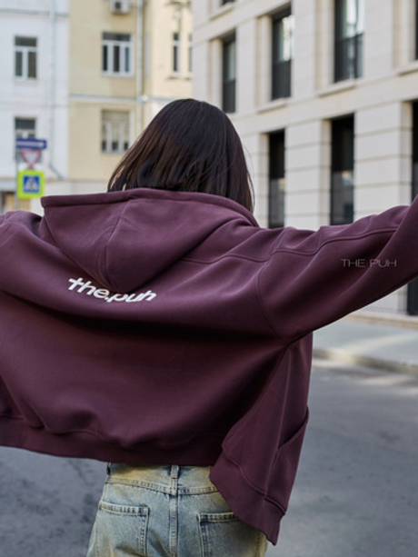 Худи на молнии в бордовом цвете