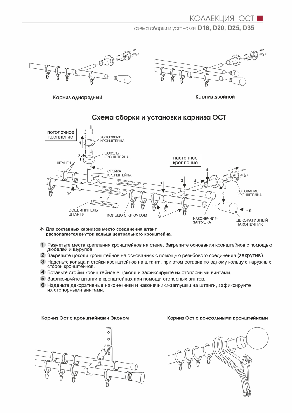 Карниз кованый витой "Пальма Ост" d16 мм однорядный, цвет белый