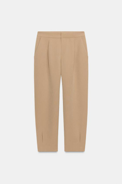 ZARA БРЮКИ CARROT С ЗАЩИПАМИ, РЫЖЕВАТО-КОРИЧНЕВЫЙ