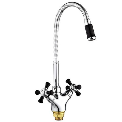 Смеситель для кухни, РМС, гибк излив, с кран-буксой, чер, SL92BL-279F