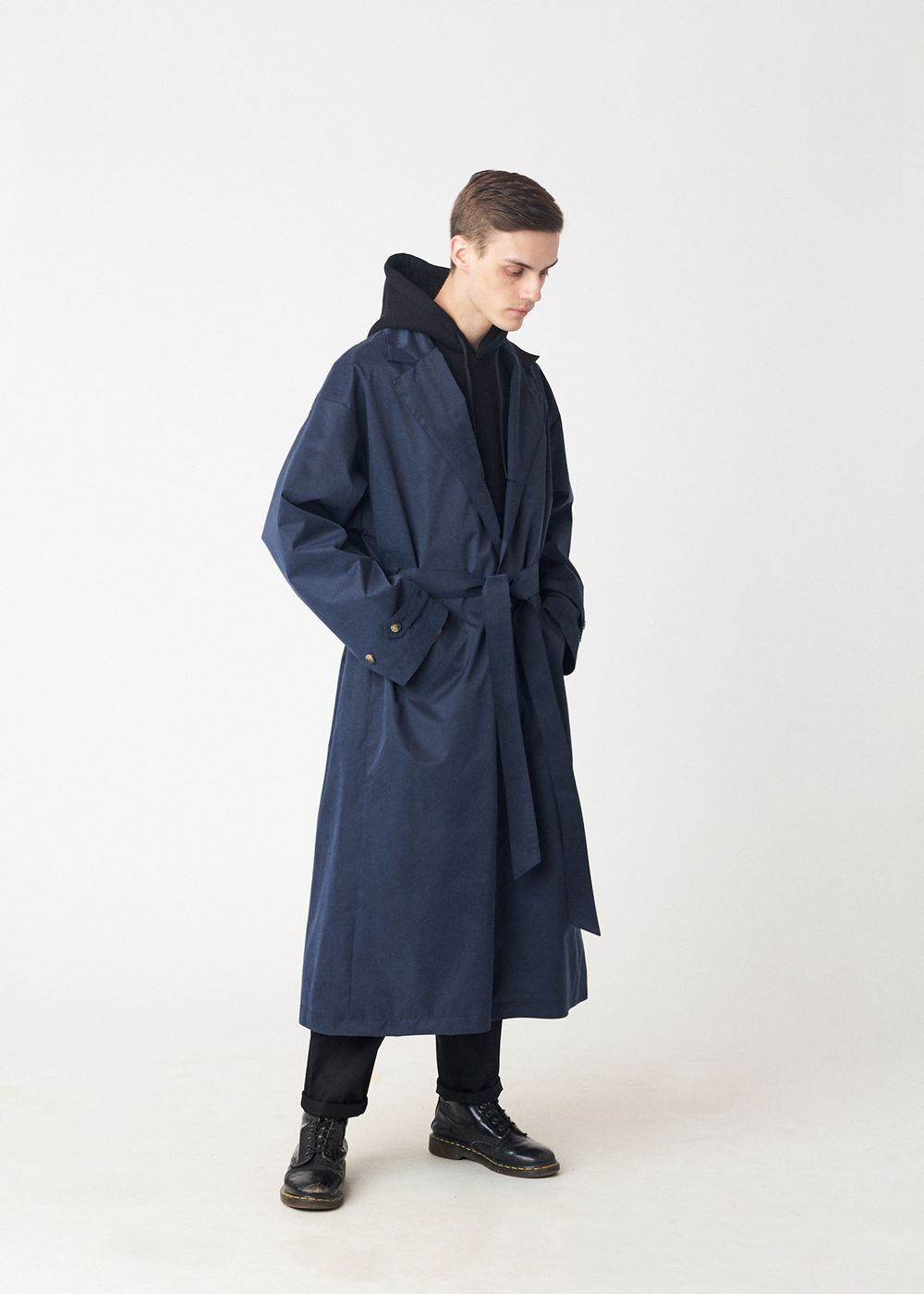 Плащ FOS Мужской Длинный Синий