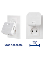Тройник для розетки с USB 2.0 плоский поворотный, USB разветвитель 180 градусов, усиленный тройник 16А