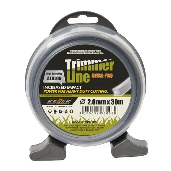 Леска для мотокосы "REZER" ULTRA-PRO «Alulon» (2.0 мм, 30 м, квадрат)