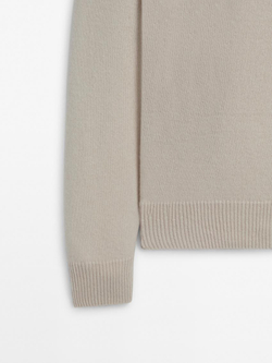 Massimo Dutti Свитер из смесовой шерсти с круглым вырезом, бежевый