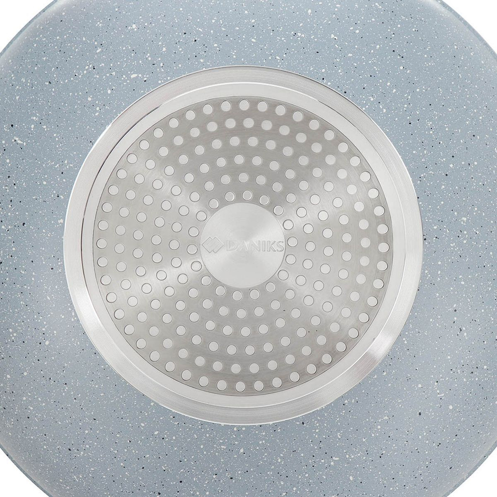 Сковорода-вок алюминий, 30 см, антиприг, Daniks, Олимп, сер, WOK309-DB-IND, индукц