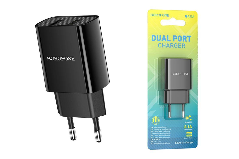 Сетевая зарядка 2-гнезда USB 5-12В 2.1А BOROFONE BA53A