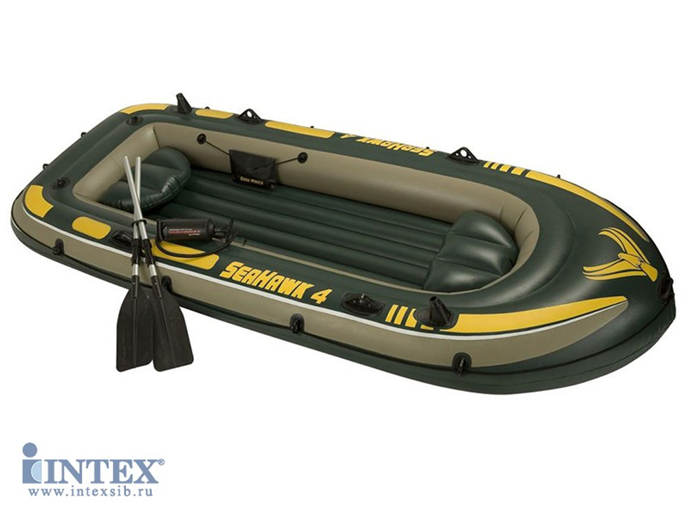 Четырехместная надувная лодка Seahawk 4 Intex, до 375 кг.