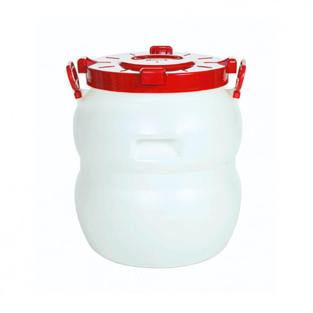 Бочка пластиковая 50 л пищевая с ШИРОКИМ ГОРЛОМ белая КРУГЛАЯ, горловина d - 330 мм
