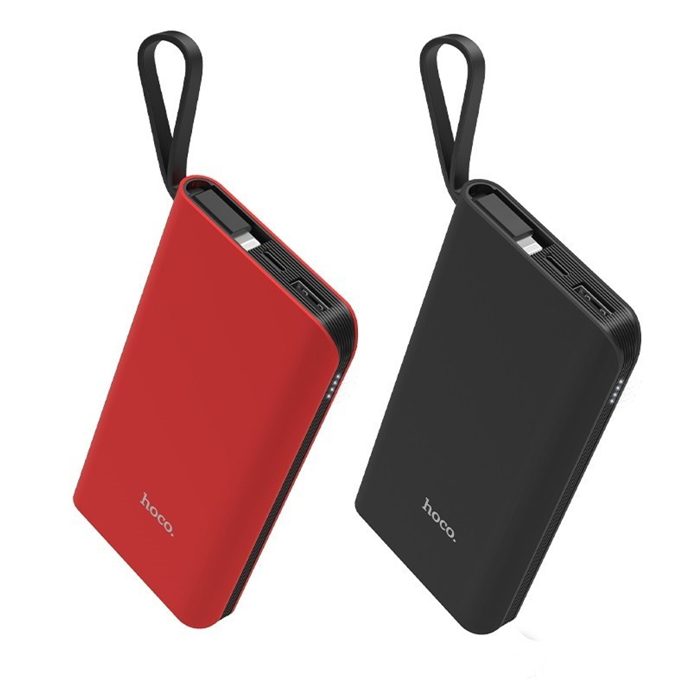Внешний Аккумулятор (Power Bank) Hoco J25 10000 mAh (5,0V - 2A, встроенный кабель Lightning) Черный