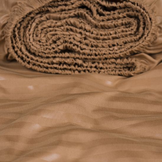 Простыня на резинке Brown, 160x200х30, страйп полисатин HOMY