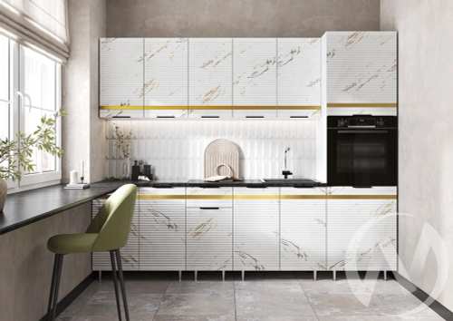Кухня Милена 2;6м (белый/мрамор золото/антарес)