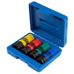 KING TONY (44904MP02) Набор глубоких ударных торцевых головок 1/2", шестигранные, 17, 19, 21, 22 мм