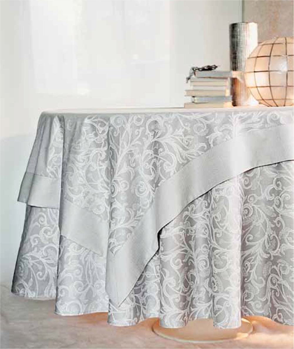 Скатерть 170х300 и 12 салфеток Blanc des Vosges Ombelle серая Франция