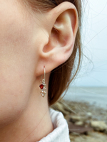 Серьги СТРЕЛА серебро/гранат