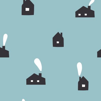 Черные домики на голубом