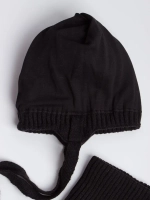 Шапка и снуд для девочки с ушками на завязках