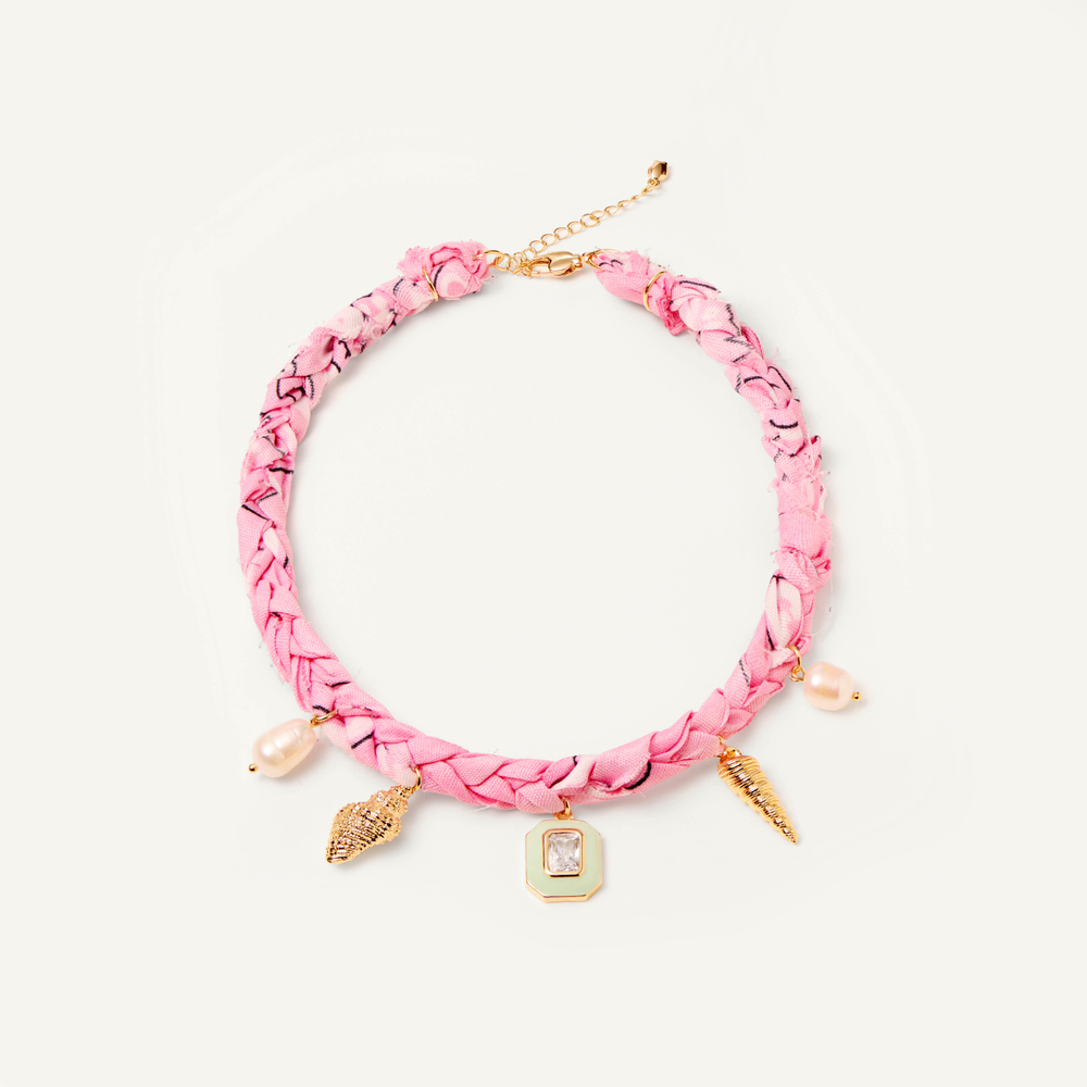 Колье Braded Bandana Necklace - Pink