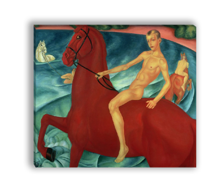 "Купание красного коня", Петров-Водкин К. С. картина для интерьера (репродукция)