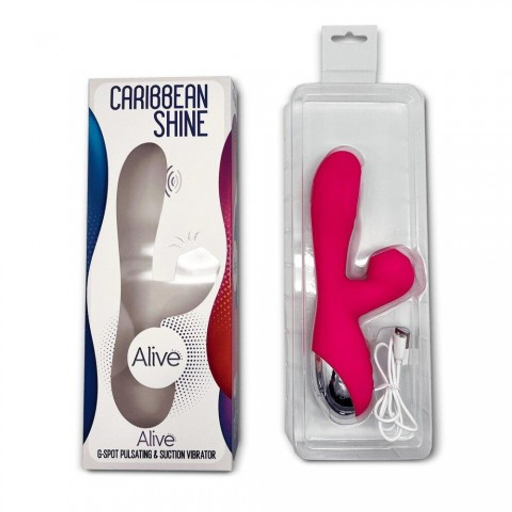 Вибратор с пульсацией и клиторальной стимуляцией Alive Caribbean Shine
