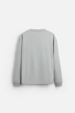 ZARA БАЗОВАЯ ФУТБОЛКА С ДЛИННЫМИ РУКАВАМИ, СЕРО-СИНИЙ