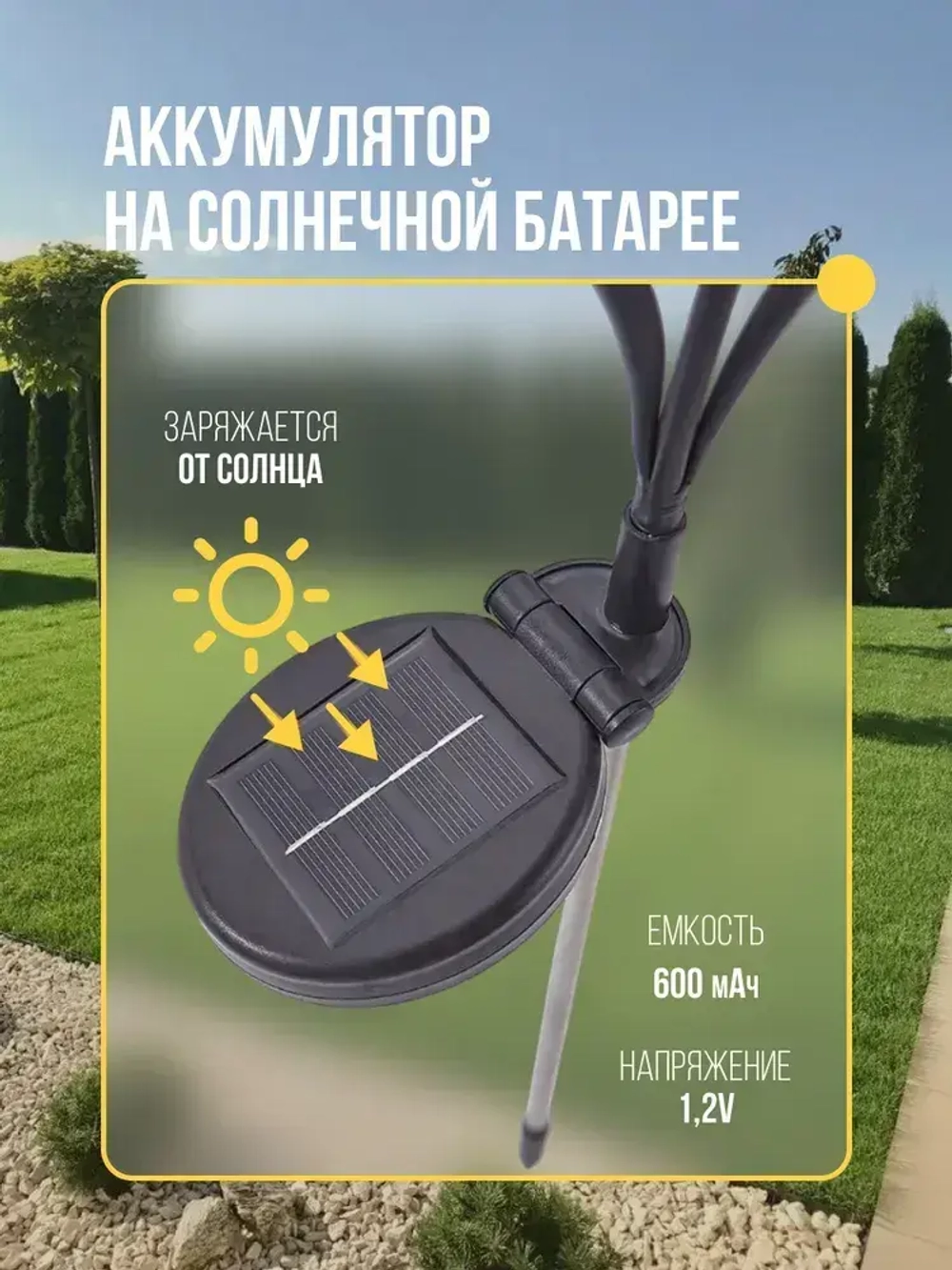 Светильник уличный садовый на солнечной батарее, фонарики садовые на солнечных батареях