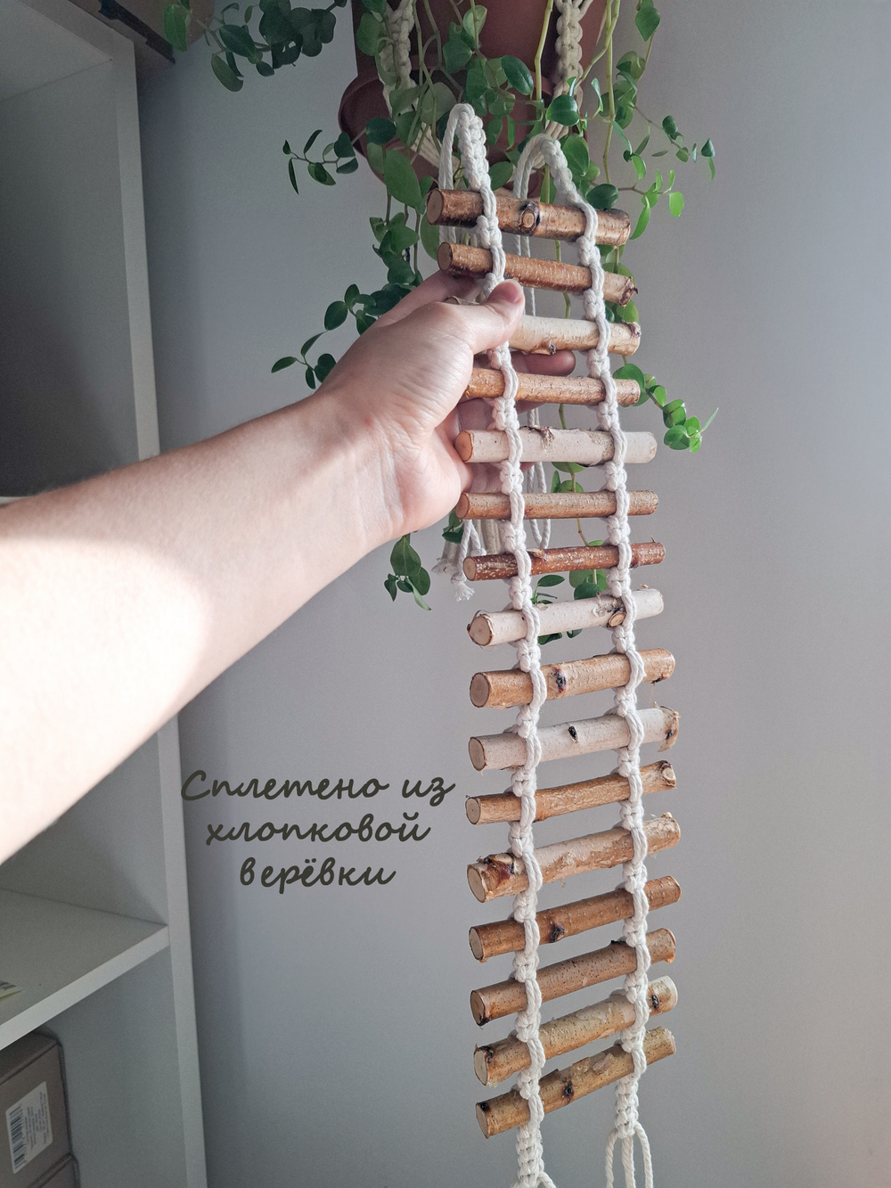 Веревочная лесенка для птиц и грызунов 40см