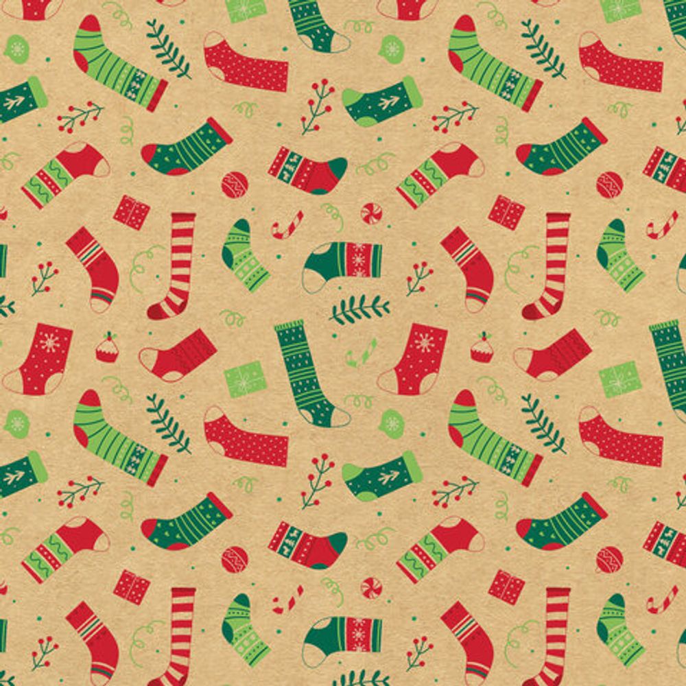 Бумага упаковочная новогодняя "Christmas Kraft", 70х100 см, 10 дизайнов ассорти, ЗОЛОТАЯ СКАЗКА, 592053, 1шт