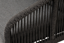 "Лугано" диван 3-местный плетеный из роупа, каркас алюминий темно-серый (RAL7024) муар, роуп темно-серый круглый, ткань темно-серая YB25-0027