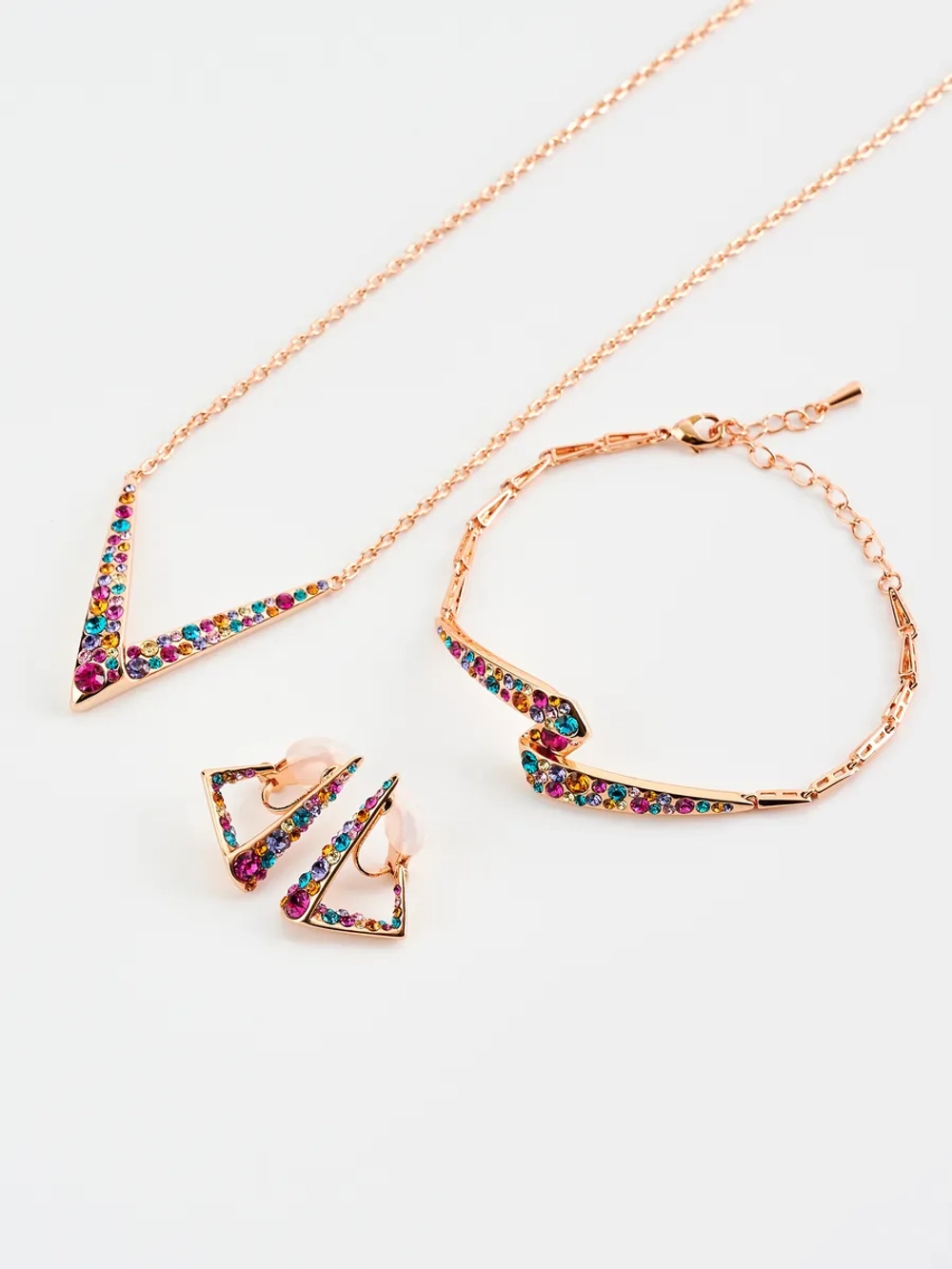 Браслет Молния с разноцветными кристаллами Swarovski