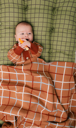 Плед вязаный (клетка терракот)