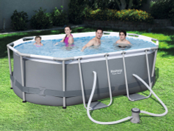 Каркасный овальный бассейн Bestway 300х200х84 см + фильтр-насос 1249 л/ч (56617 BW)