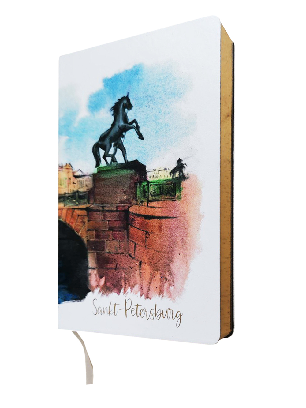 Ежедневник недатированный "Санкт-Петербург. Аничков мост" А5 168 листов, гибкая обложка экокожа, на сшивке