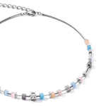 Колье Coeur de Lion Fine Pastel Blue-Rose 5028/10-0719 цвет розовый, серебряный, голубой, серый