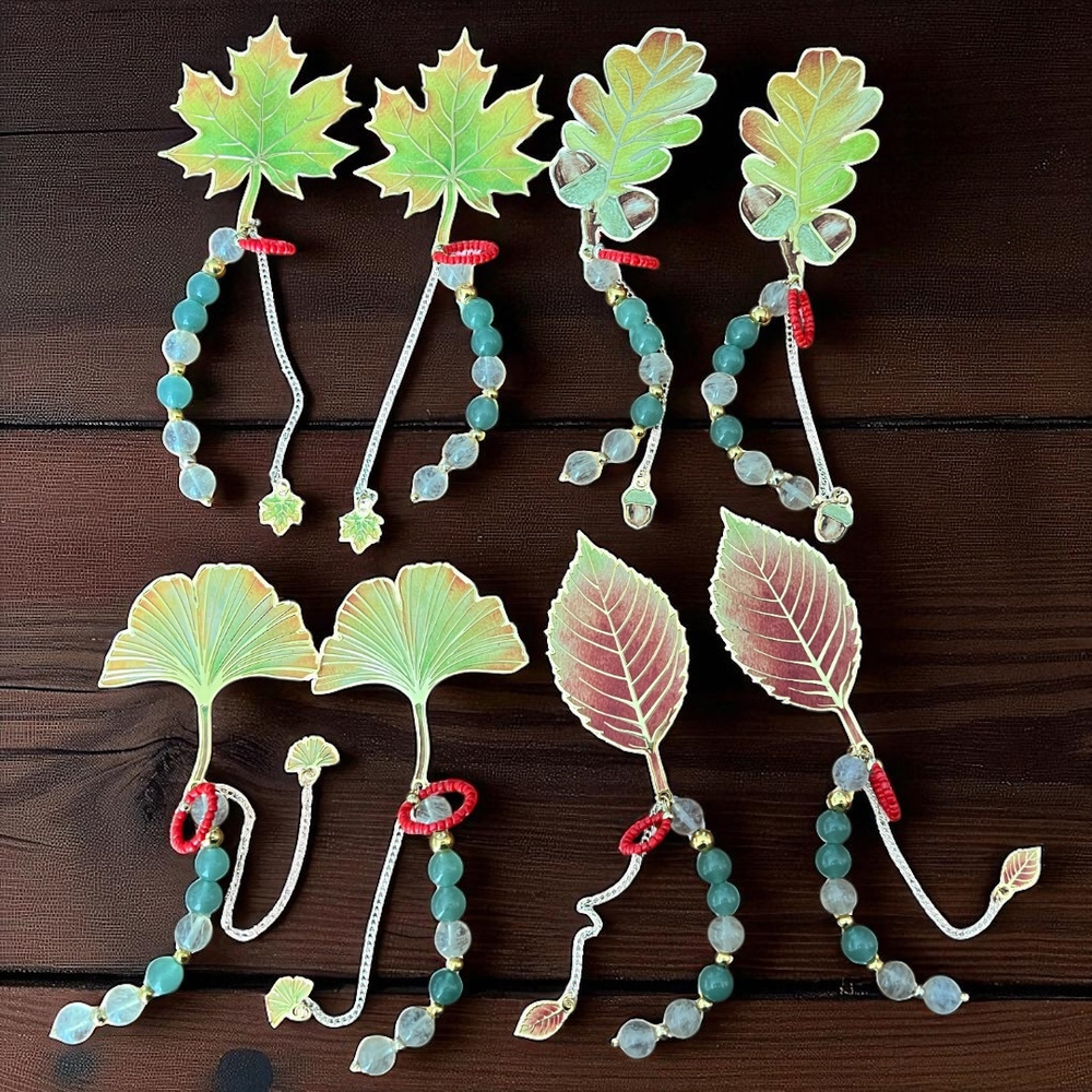 Книжная закладка. Дубовый лист. Авантюрин и Цитрин