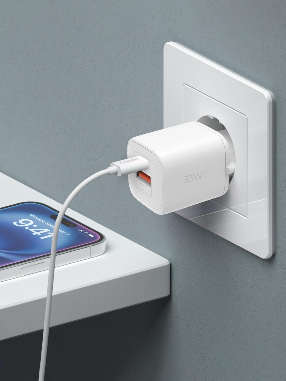 Зарядное устройство Deppa USB-C + USB-A, PD 3.0, QC 3.0, 33W, GaN, белый