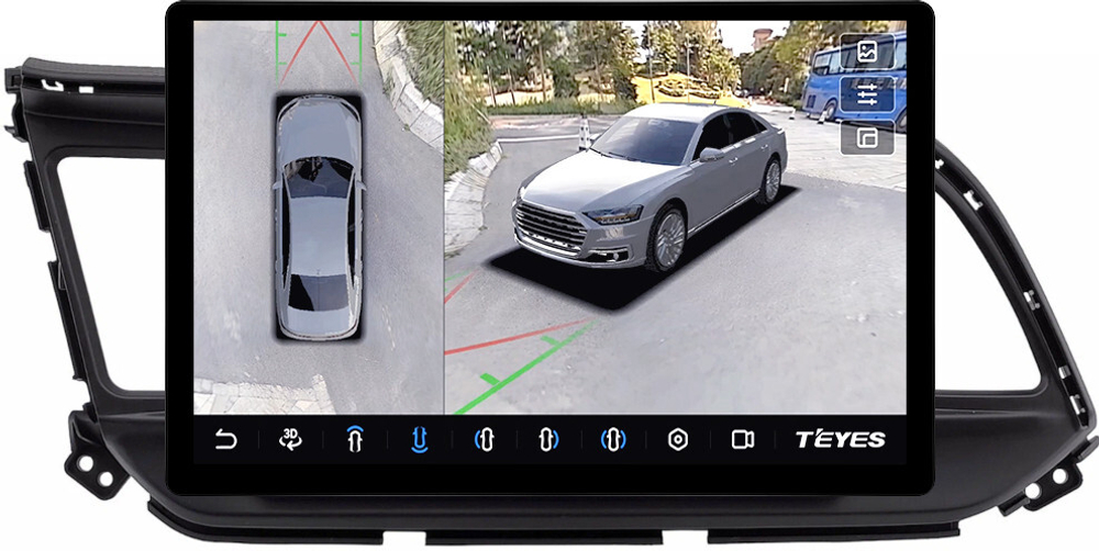 Магнитола для Hyundai Elantra 6 2018-2020 (штатная КЗВ) - Teyes CC3-2K-360 монитор 13" 2K QLED на Android 10, 6Гб+128Гб, CarPlay, 4G SIM-слот, 4 камеры в комплекте
