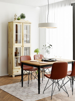 Шкаф витрина 77х32х186, Бритта, стеклянная, для посуды, в гостиную, двухдверный, лак, массив сосны, Dipriz