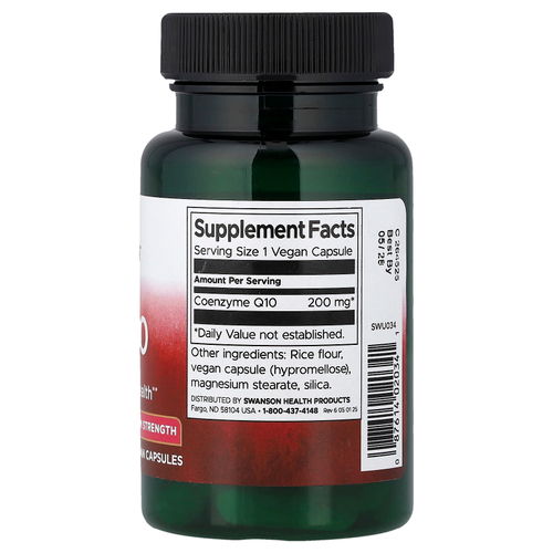 Swanson Vitamins, коэнзимQ10, 200 мг, 30 веганских капсул