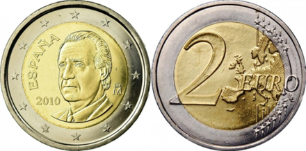 Испания 2 евро, 2010 - 2014 Король Хуан Карлос I XF