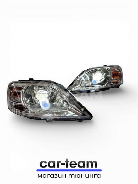 Фары на Лада Ларгус передние с Bi LED модулями 3.0 дюйма, хром маска (под ключ)