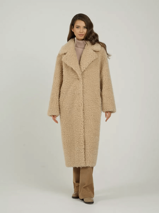 Шуба чебурашка искусственная тедди, бежевая, SilverFox