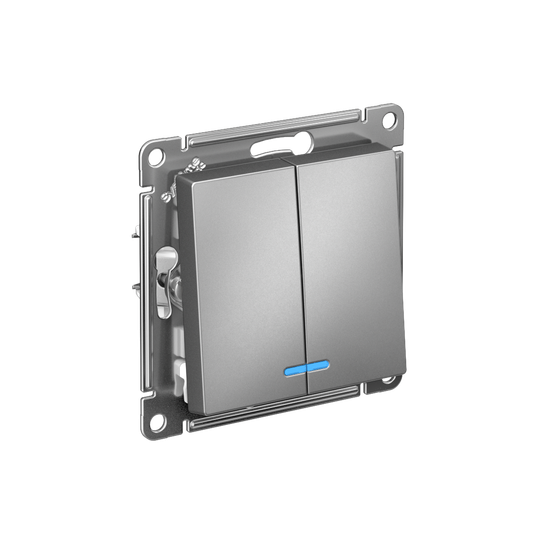 Выключатель 2-кл. СП AtlasDesign 10А IP20 (сх. 5а) 10AX с подсветкой механизм сталь SE ATN000953