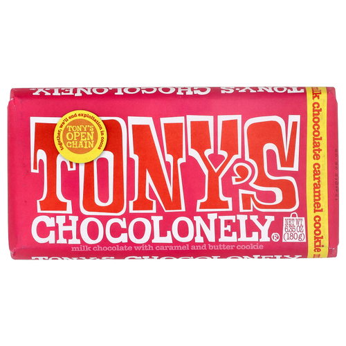 Tony's Chocolonely, батончик из молочного шоколада с карамелью и сладким печеньем, 180 г (6,35 унции)
