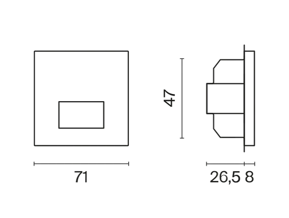 Датчик движения встраиваемый VOLTUM S70, (черный матовый)