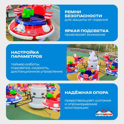 Карусель с подъёмом кабин «Космическое приключение», 3,5×3,5×1,5 м